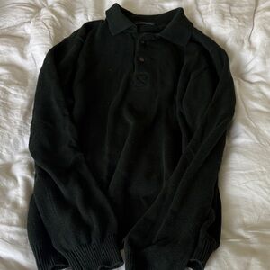 Brandy Melville Green Polo-Style Crewneck Sweater